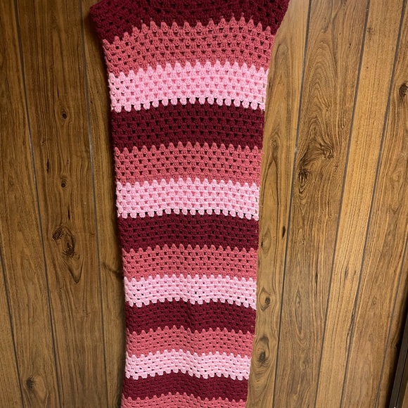 Crocheted Striped Cuddle Throw Blanket 50x60 - Picture 5 of 6